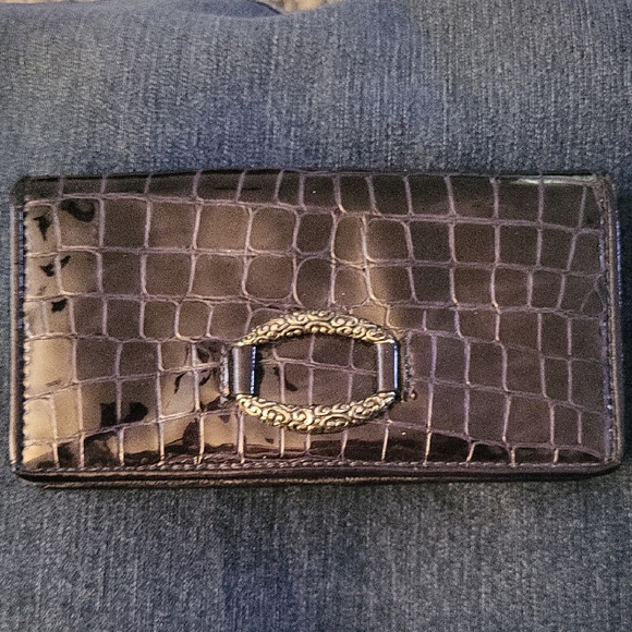 Brighton Handbags - Brighton Black Crocodile-Patterned Wallet